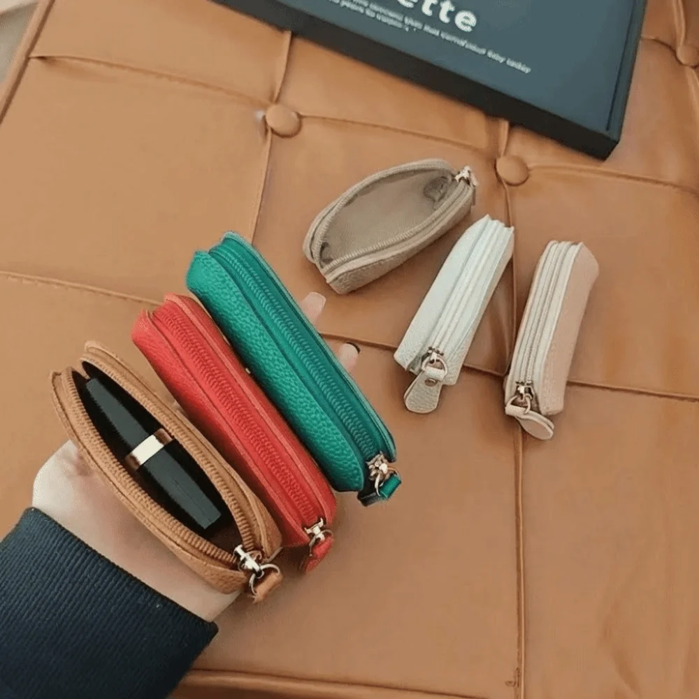 

Portable Solid Color Women's Wallet Zipper Compact Mini Coin Bag Durable Waterproof PU Leather Coin Purse Unisex