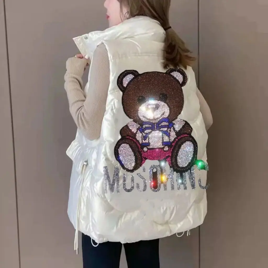 

Модный яркий женский жилет с воротником-стойкой, зимняя верхняя одежда для города, на молнии, однотонный, новинка 2025 года