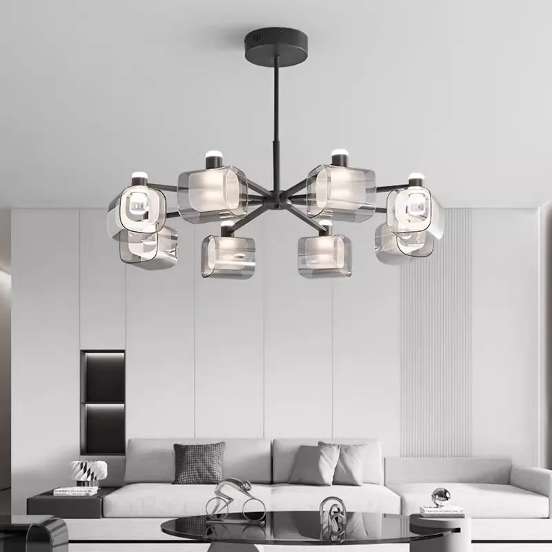 

Modern Minimalist Glass Led Living Room Chandelier Creative Light Luxury Copper Bedroom Pendant Light Home Decor Lustre Fixtures