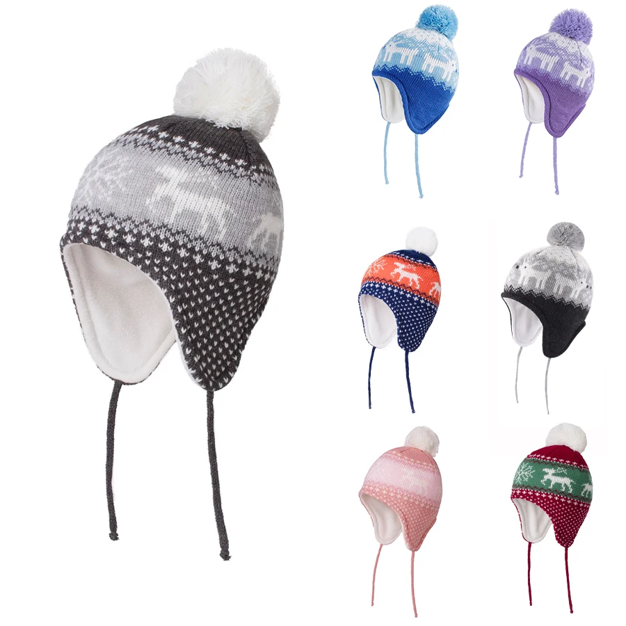 Hirschmütze für Mädchen, Säuglingsbommel, Mütze für Kinder, Wintermütze, Kleinkindmütze, gestrickt, warme Mützen, Mützen für Babys, Jungen und Mädchen