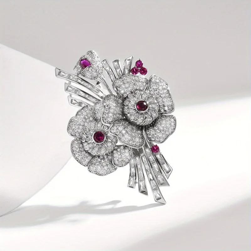Luxury Heavy Industry Bouquet Brooch |   Elegant and stylish zinc alloy dress and sweater brooch accessory, suitable for gifts and important banquets and parties