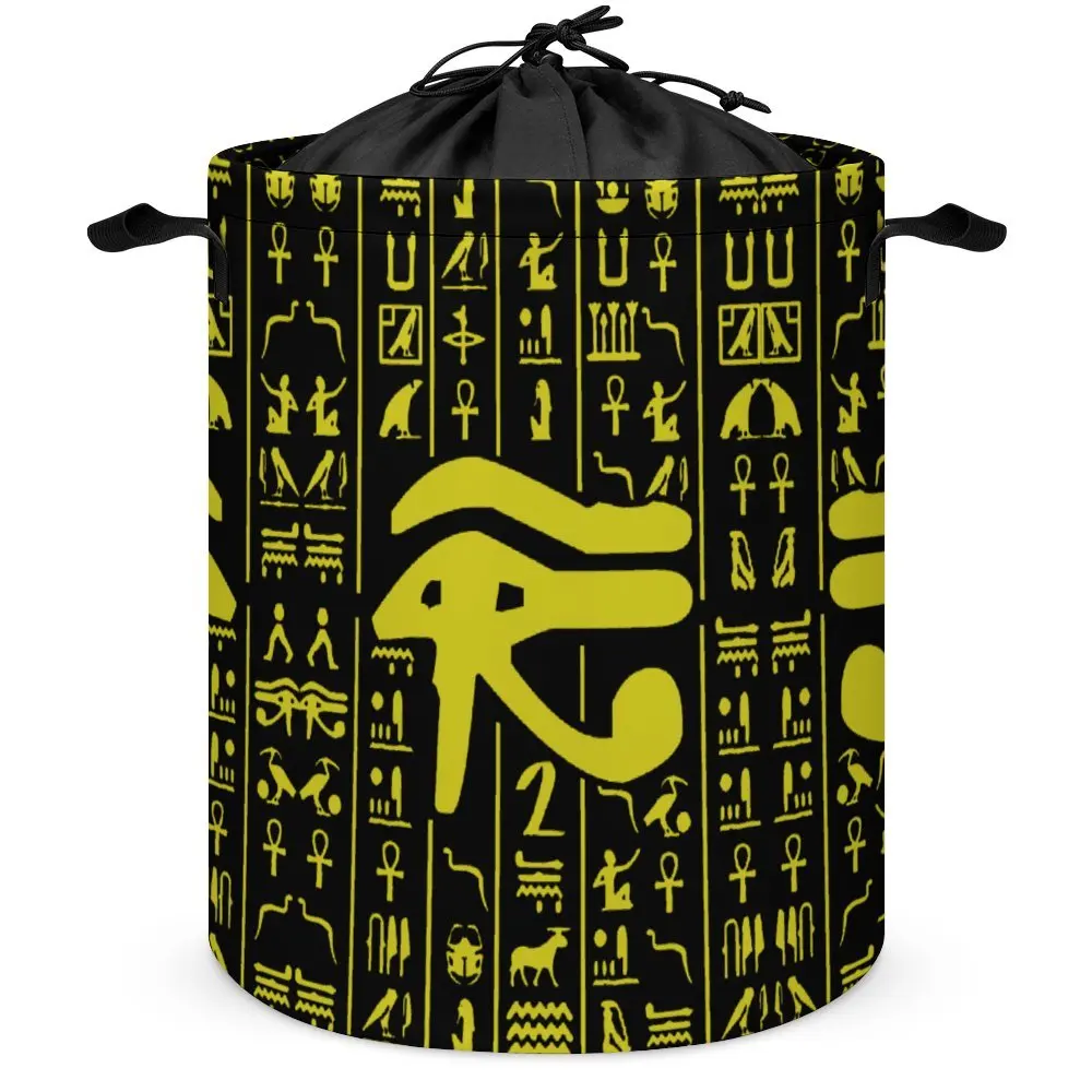 Eye of Horus Egyptian Hieroglyphics Gold Black Es Storage Box Top Quality Laundry Basket Handle on Both Sides Convenient Staying