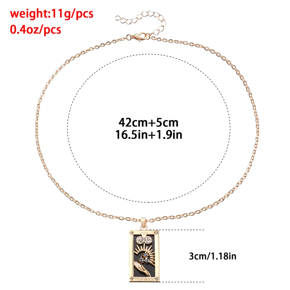 Magician Tarot Queen Lover Moon Star Necklaces Good Luck Metal Pendant Choker Fashion Jewelry Decoration Gifts for Friends Women