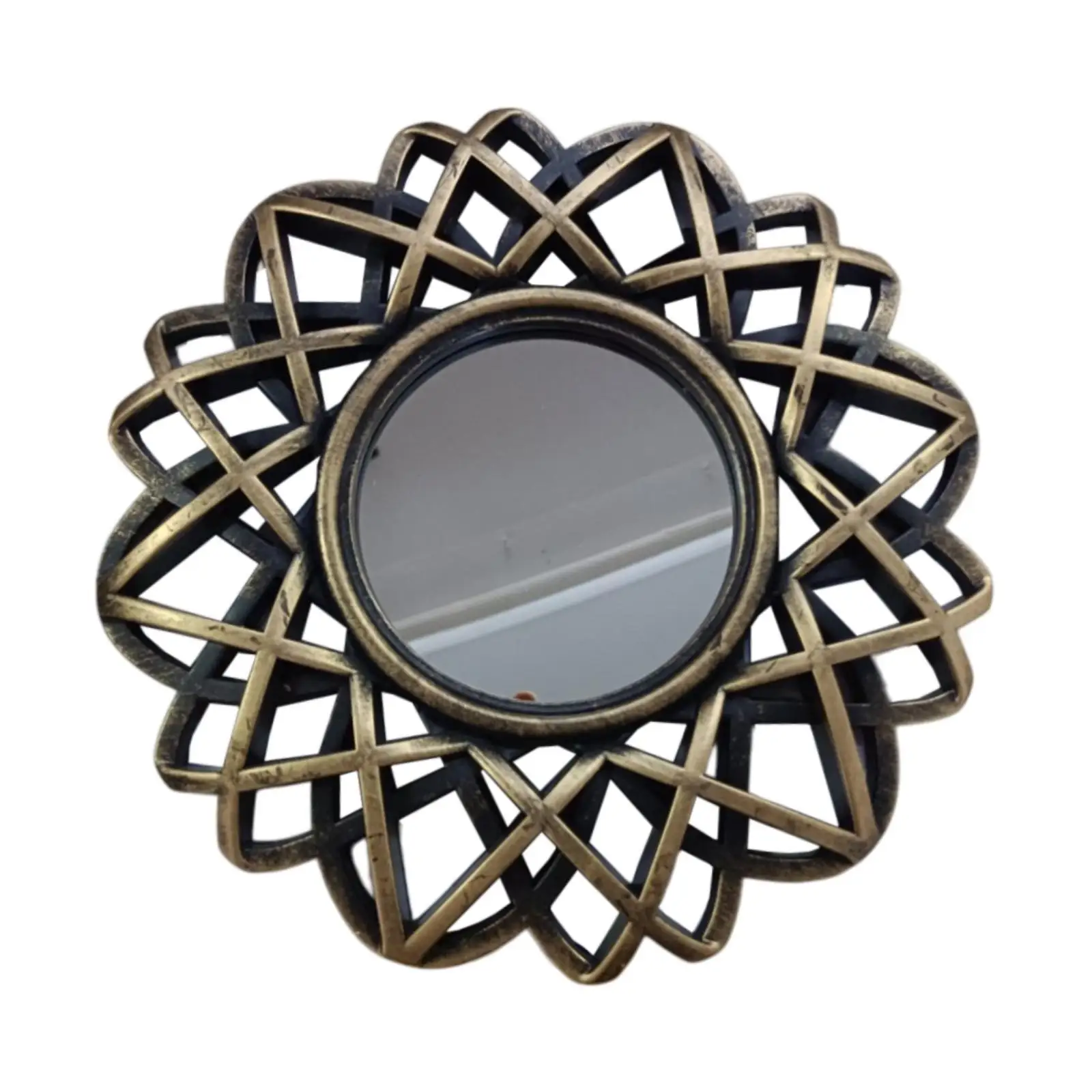 Wall Decor Round Mirror Vintage Framed Accent Mirror for Bedroom Dressing Table Makeup Luxury Living Room