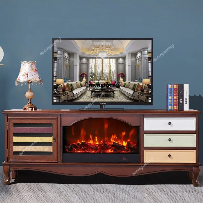 1.8 meters fireplace decorative cabinet simulation European fireplace frame Nordic solid wood country fireplace TV cabinet