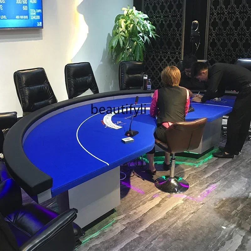 

cn8617 ss New style NQ Texas Poker Table with Remote Control Atmosphere LED Light Color Changeable Chip Table with USB Interface