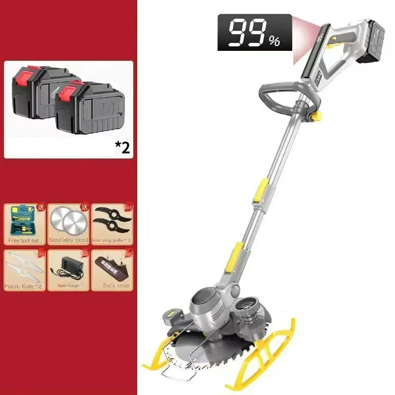 For Garden 21V Cordless Electric Lawn Mower Retractable Household Handheld Rechargeable Trimming Tool with Lcd Display