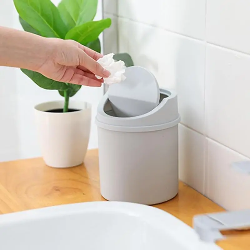 Universal Waste Bin with Lid Desktop Office Organizer Storage Home Garbage Basket Container Table Trash Bin Small Trash Can