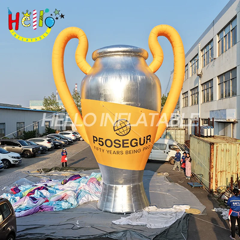 

Giant Inflatable Gold Trophy Cup Model Silver Award Sculpture for Sports Meeting Championship Events Award Ceremony Props