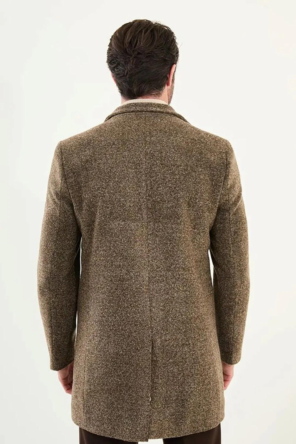 معطف صوفي حديث طويل للرجال بلغت ذروتها معطف مزدوج الصدر بقصة ضيقة سترة عمل فقط مصنوعة حسب الطلب