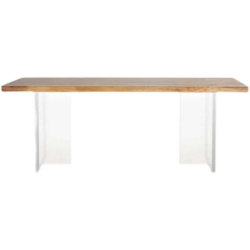 

Nordic black walnut large board dining table, wabi-sandy wind modern simple light luxury acrylic rectangular designer square t