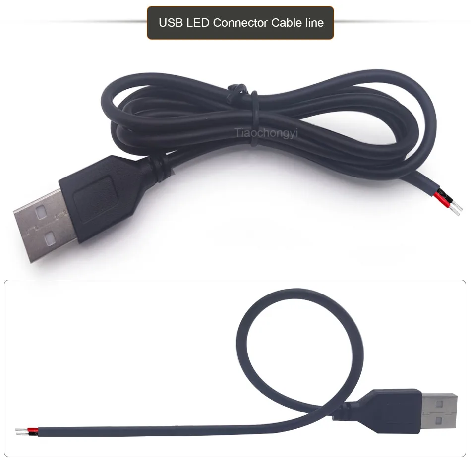 30CM 50CM 100CM USB LED Connector Cable line 2pin USB Socket Power Connect Wire Connectors for DC5V Single Color LED Strip Light