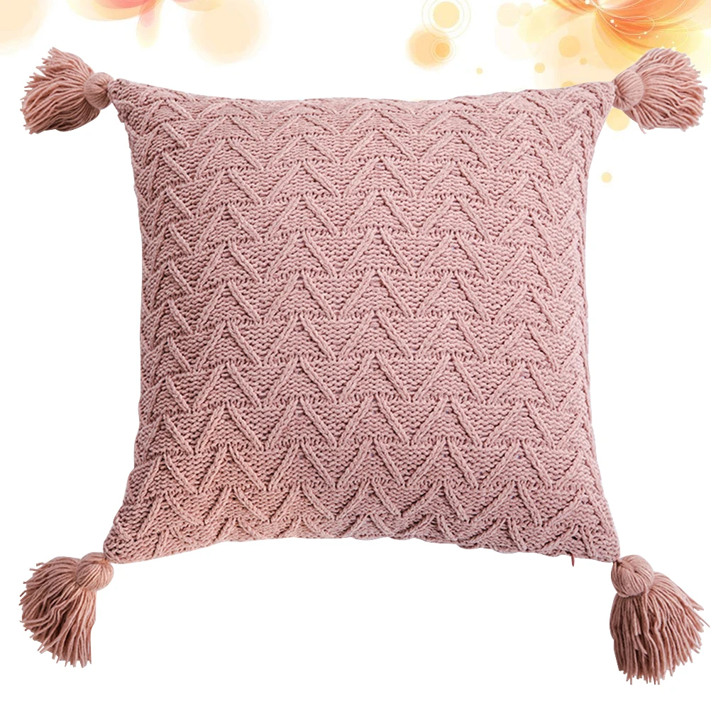 

Cushion Pillow Case Cases Chenille Knitting Pillowslip Fall Covers Tassel Pillowcase