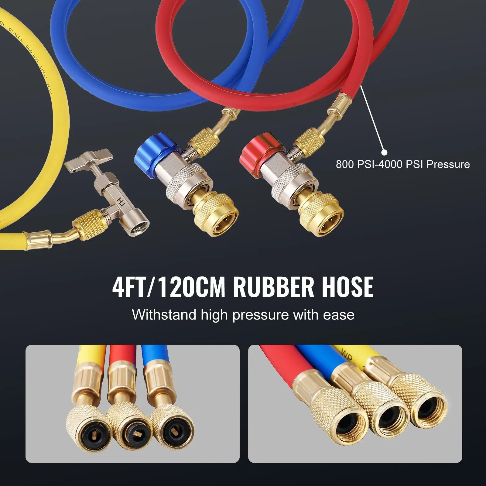 مضخة تفريغ تبريد 3.5 CFM 40 ميكرون مرحلة واحدة مع مقياس مشعب 3 ألوان R134a R1234yf 1/4 SAE 1/2 ACME