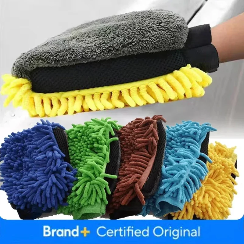 

Перчатки для мойки автомобиля, водонепроницаемая варежка из синели, мягкая сетчатая спинка, перчатки с двусторонней поверхностью, восковая щетка для детализации, инструмент для чистки автомобиля