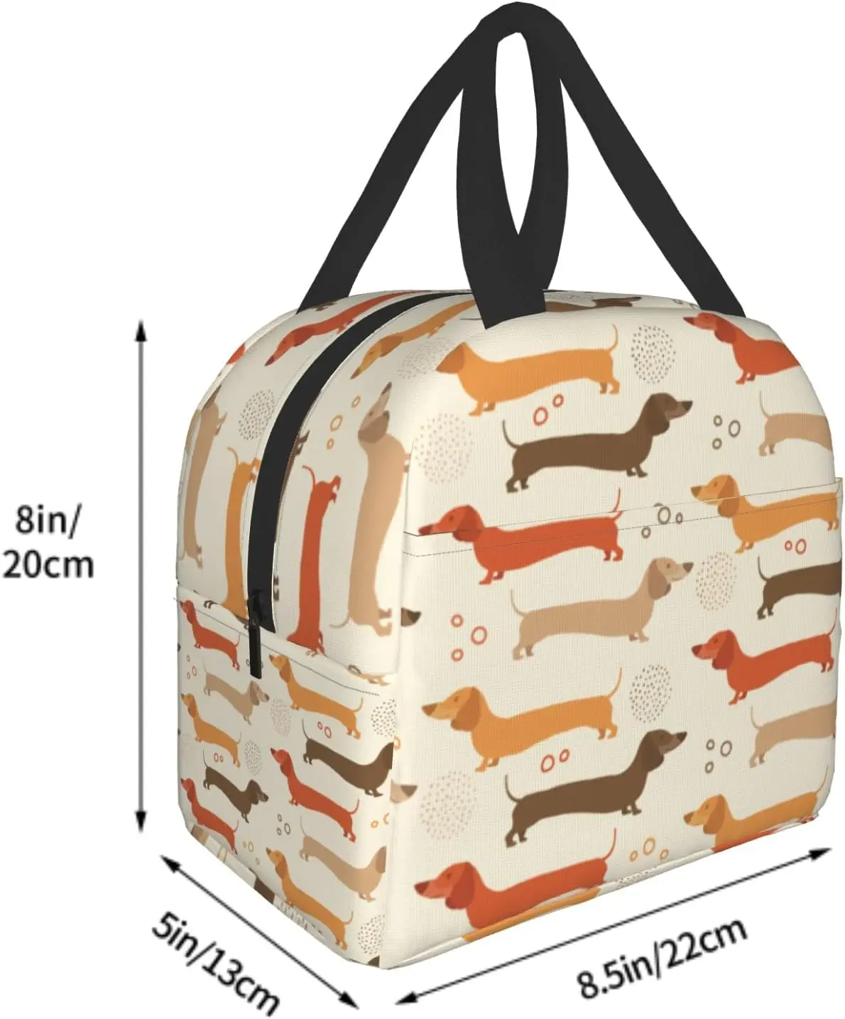 Dachshund Lunch Bags for Kids Cute Weiner Dog Puppy Print Insulated Reusable Lunch Box Thermal Cooler Lunch Tote Handbag