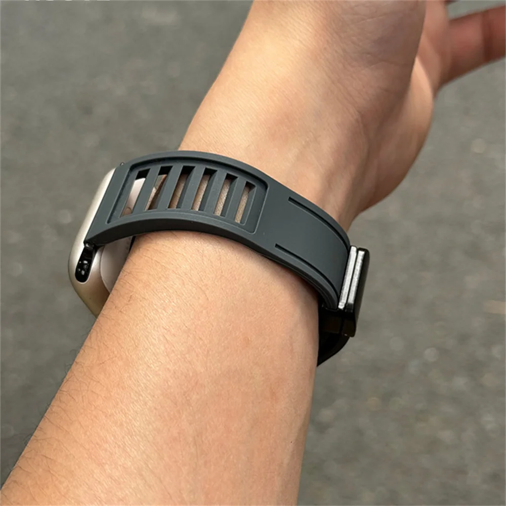 Outdoor  Soft Silicone Sports Band For Apple Watch 44mm 40 45 41 49 42 38mm Magnetic Buckle For Ultra Series 9 8 SE 7 6 5 4 3