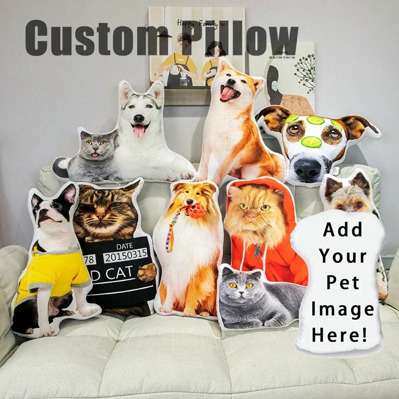 Double Side Funny Custom Cat Dog Pet Shaped Photo Pillow Sofa Decorative Cushion Art Personalized Item Stuffed Corgi Pillow