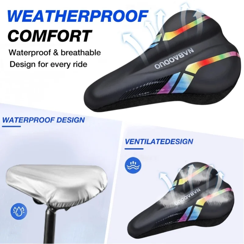 AliExpress NONE Bike Seat Cushion Silicone Padded Bike Seat Cover for Unisex Comfort - Soft Breathable Bicycle Seat Cushion for Outdoor/Spin/Stationary/Mountain/Road Bikes, 18×28cm