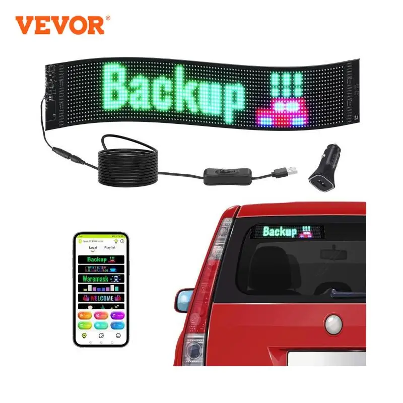 VEVOR Programmable LED Sign P6 Full Color LED Scrolling Panel Animation Pattern Display Board for Store Business Car Advertising