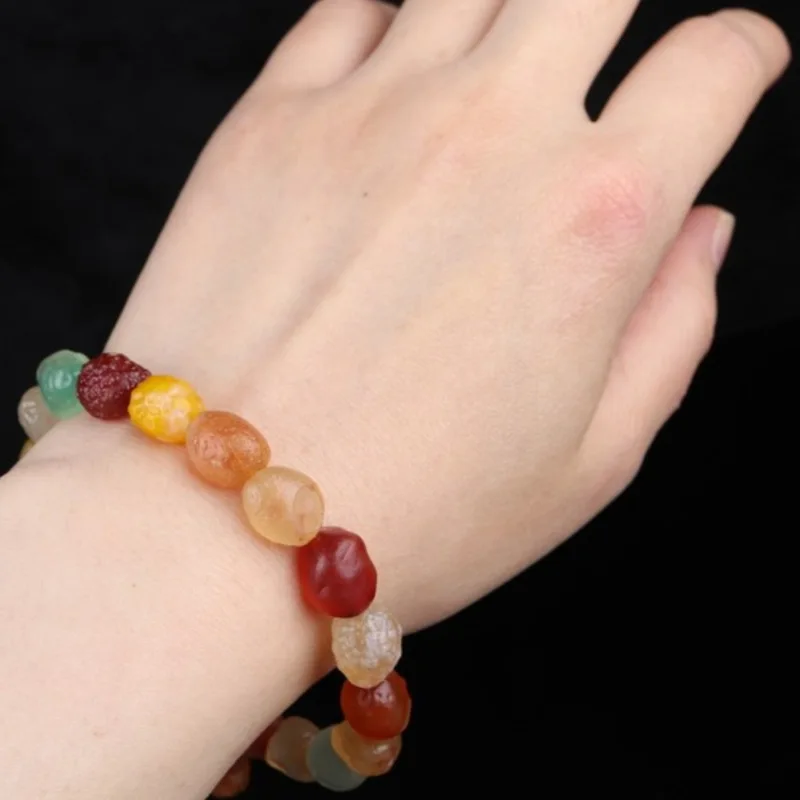

Natural Gemstone Alashan Gobi Raisin Sugar Heart Agate Color Single Circle Bracelet