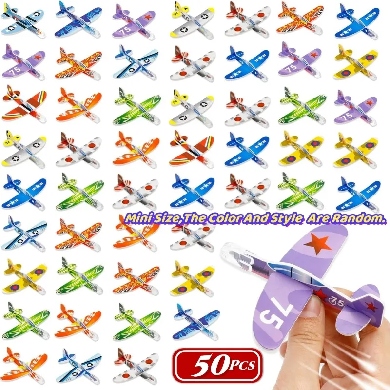 

50Pcs Foam Gliders Planes Toys for Kids, Paper Airplane Toys Set, Plane Party Favors Goodie Bag Stuffers, Outdoor Flying Toys