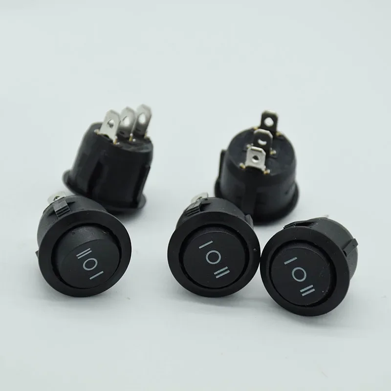 5Pcs ON/OFF/ON 3 Position 3Pin SPDT 6A/250V 10A/125V AC hopping Round Boat Rocker Switch