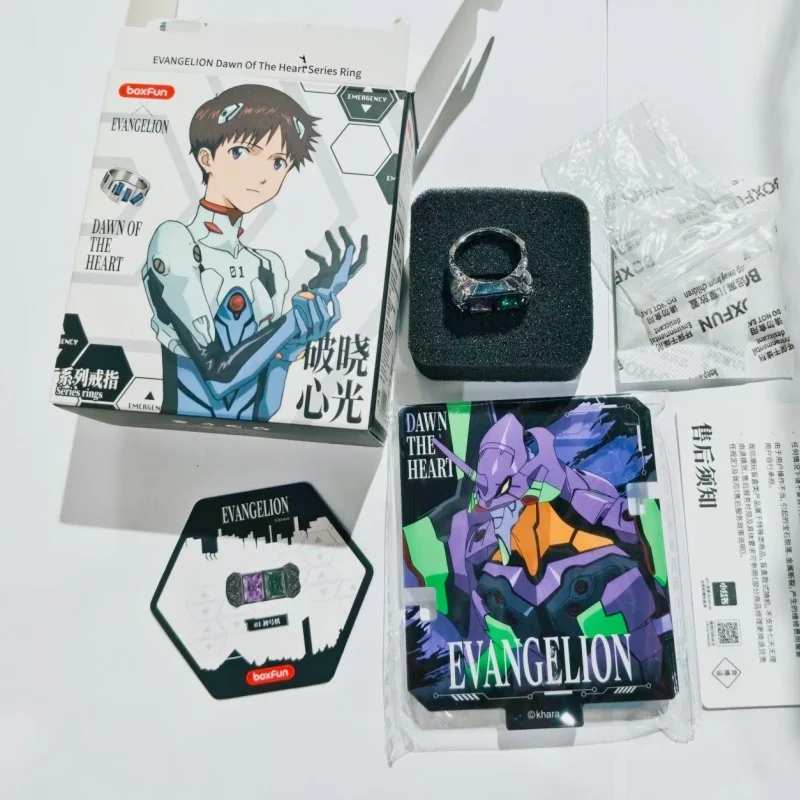 Original Boxfun Eva Dawn Of The Heart Series Rings Blind Box Ayanami Rei Anime Peripheral Ornaments Collect Toy Gifts