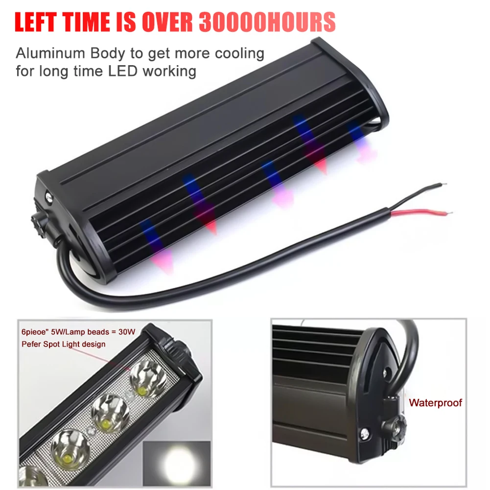 Motorcycle 3 Rows LED Headlight Work Light Bar Spotlight 12V 3570 Beads For Grom MSX125 2013-2016 For Truck Offroad Car SUV