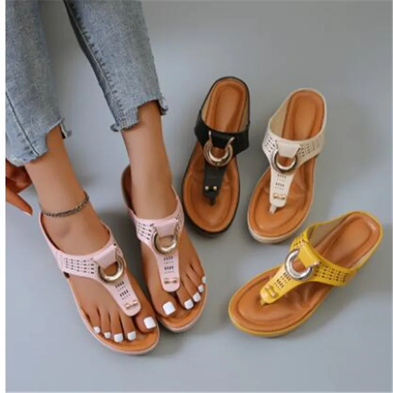 

2024 Summer Women's Sandals Rome Wedges Slippers Causal Platform Beach Shoes Plus Size 43 Flip Flops Comfortable Ladies Slides