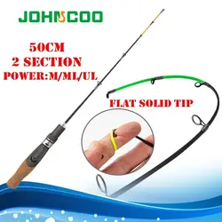 UL ML Winter Fishing Rod Soft Tip Retractable 50cm Ice Fishing Rod with Flat Tip High Quality Fiber Glass Tip with Cork Handle