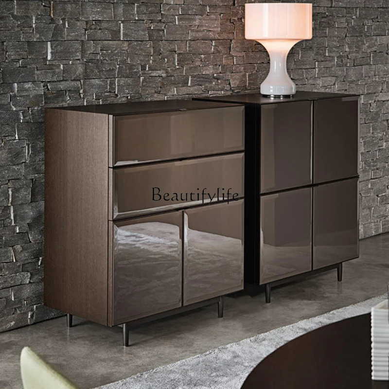 

5Italian minimalist living room locker light luxury bedroom storage piano paint wall side cabinet