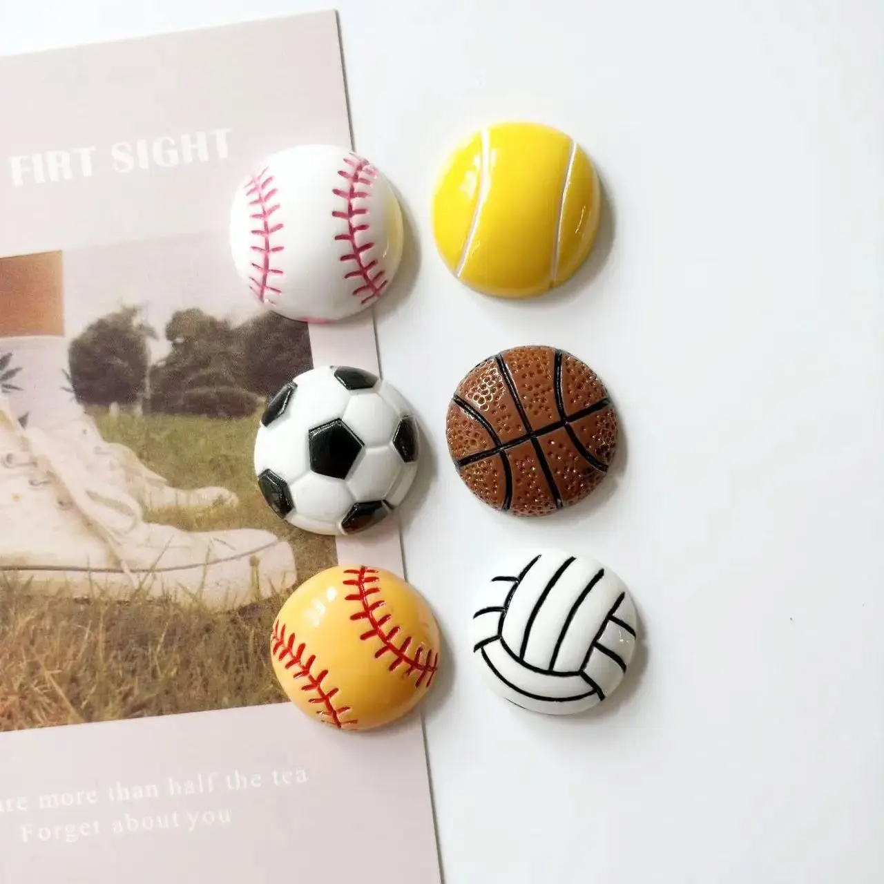 6Pcs Football Basketball Refrigerator Magnets Photo Information Fixed Magnets Home Decor