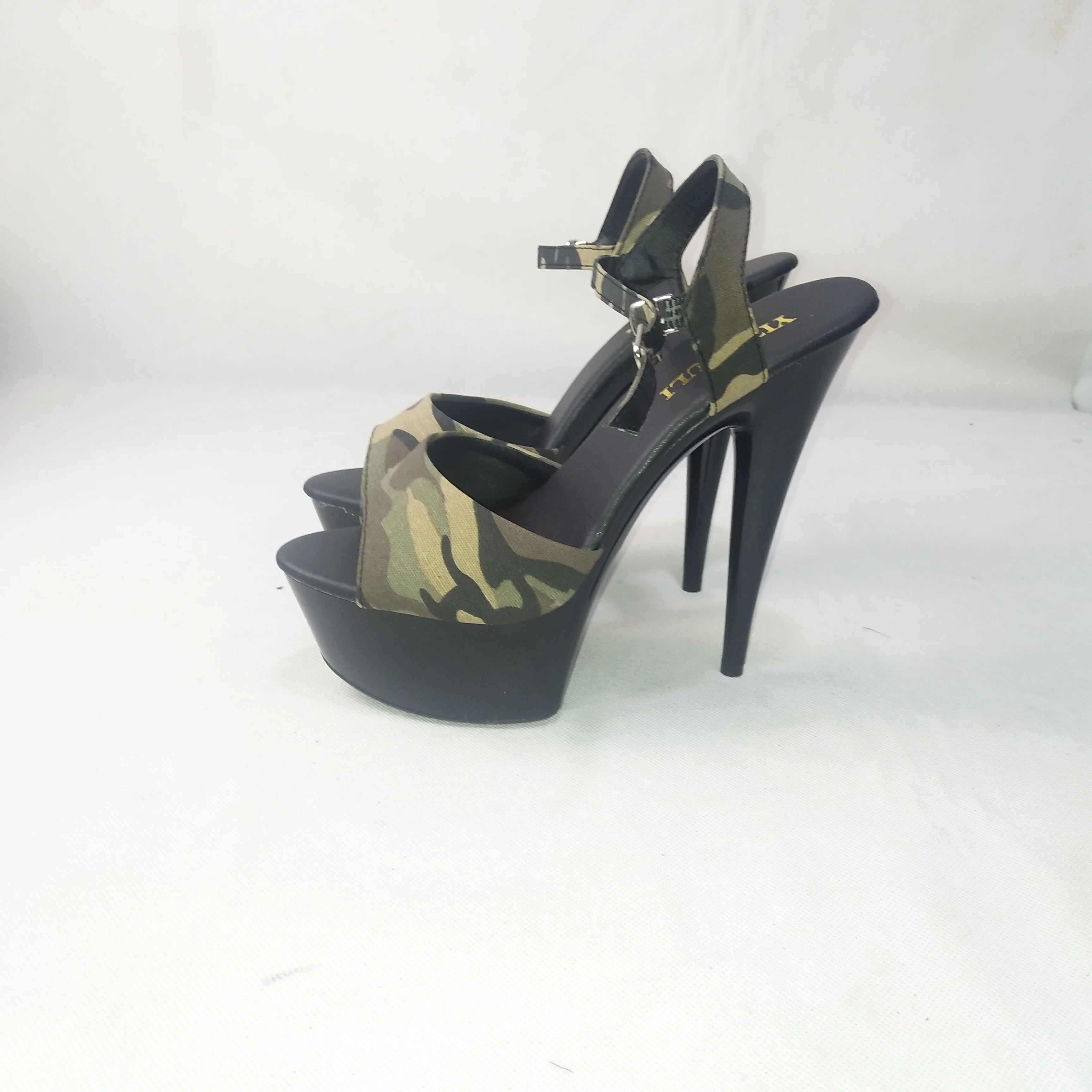 

Fashion camouflage flower favorite 15 cm high heels, model stage banquet performance sexy high-heeled dance shoes