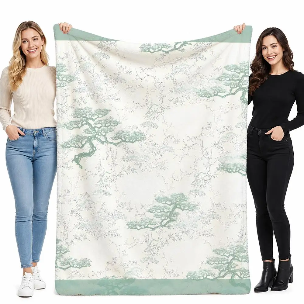 Trendy Floral Gift for Women Throw Soft Cozy Flannel Blanket for Couch Sofa Bed, Mid-Century Modern Art Lover Gift