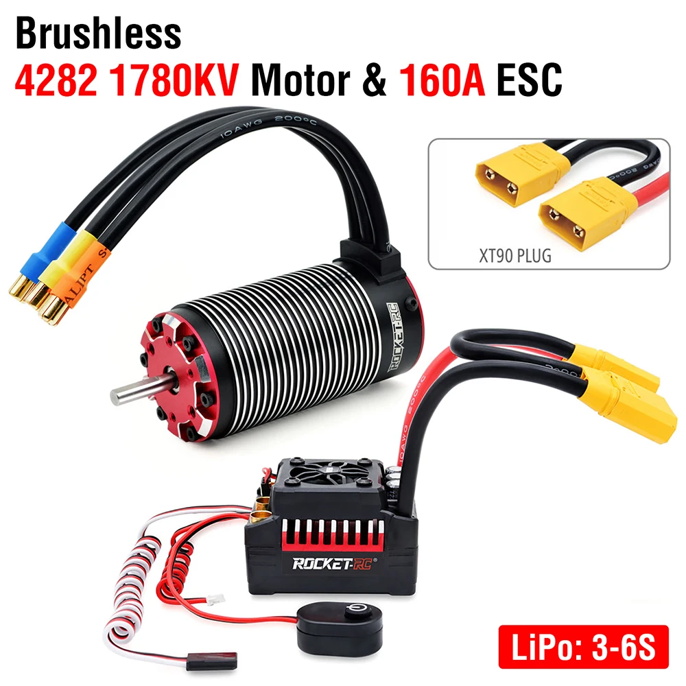 Overtreffen Hobby Motor Raket-Rc Borstelloze En Esc Combo 4268 4274 4282 4292 160a 130a Voor 1/8 1/7 Rc Auto Truck Traxxas Wltoys Hsp