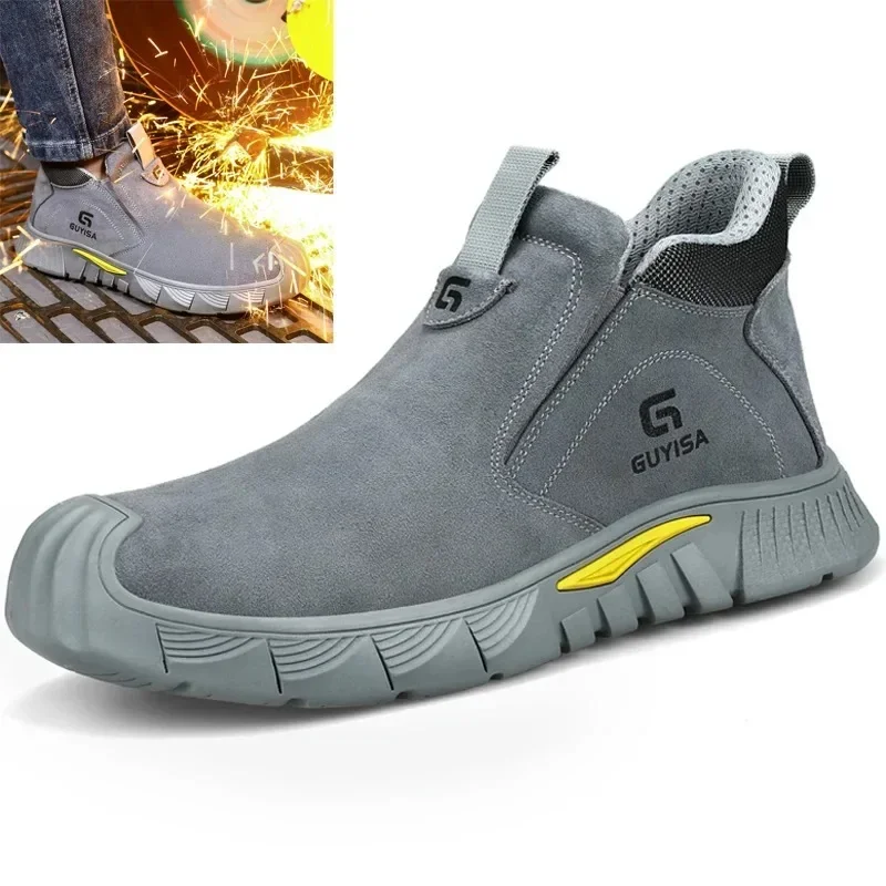 남성용 안전 신발 파괴 불가능한 남성 운동화 펑크 방지 안티 스매쉬 작업 신발 스틸 발가락이있는 남성용 작업 신발 호흡