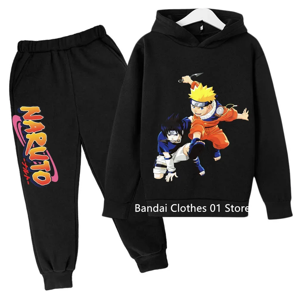 

2024 Hot Sweatshirt Hoodie Sports Narutoes Hoodie Set Spring Autumn Children Tops+pants 2-piece Teen Cute 3-14y Boys Kids Girls