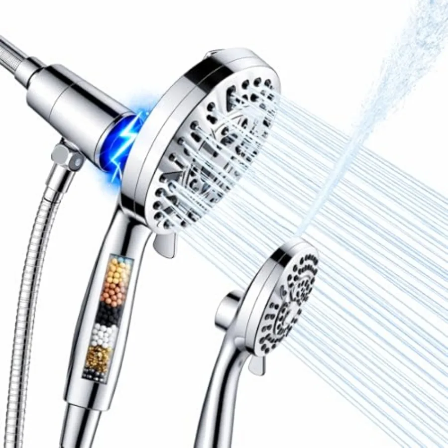 

Magnetic Handheld Shower Head with Filter, High Pressure 10-Spray-Mode Detachable Shower Head with 60-Inch Hose, Powerful Hand