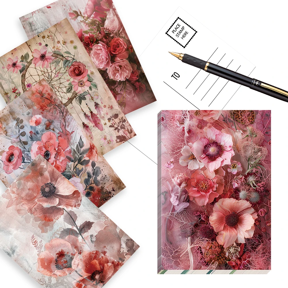 32-teiliges Vintage-Eleganz-Postkarten-Set, mit Mädchen, Blumen und Traumfängern, Schlafzimmerdekoration, Geschenkkarten, hochwertiger Druck