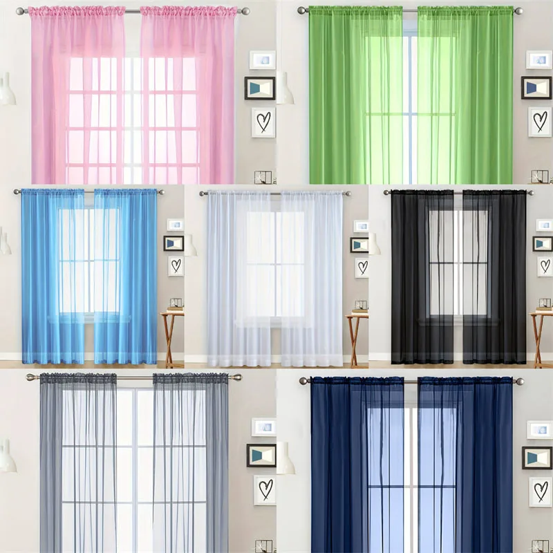 Chiffon Sheer Window Curtains For Living Modern Simple Curtain Gauze Semi-blackout Balcony Thin Window Screen