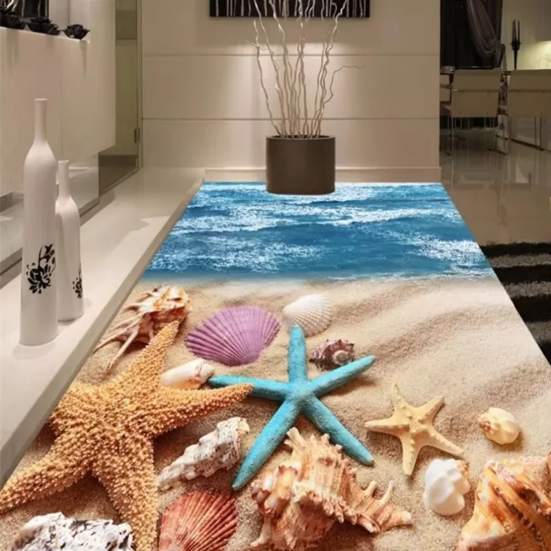 wellyu Custom flooring 3d обои self-adhesive flooring painting beautiful sea water ripple 3D living room bedroom floor painting