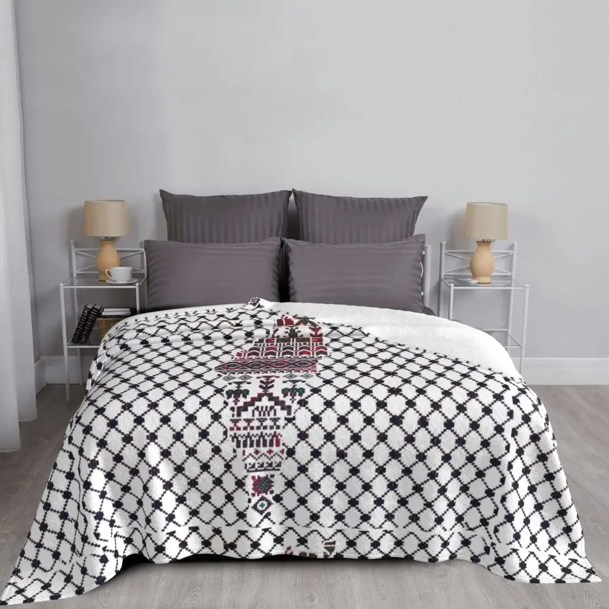 

Палестинские флисовые одеяла с палестинской вышивкой, традиционные одеяла Tatreez для дивана, офиса, теплое одеяло для спальни