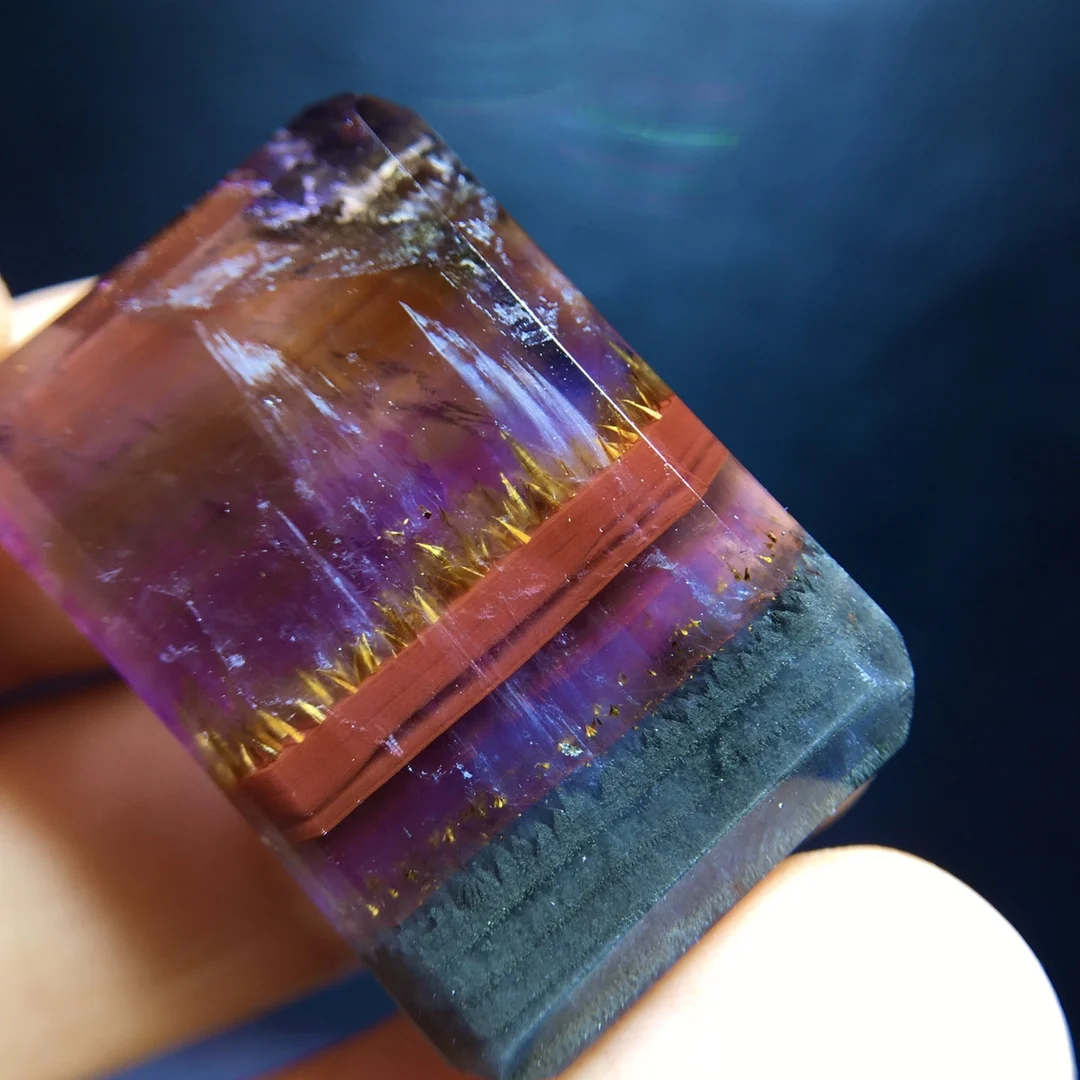 Natural Purple Cacoxenite Auralite 23 Pendant 30.7/21/6.5mm Red Rutilated Beads Jewelry  AAAAA