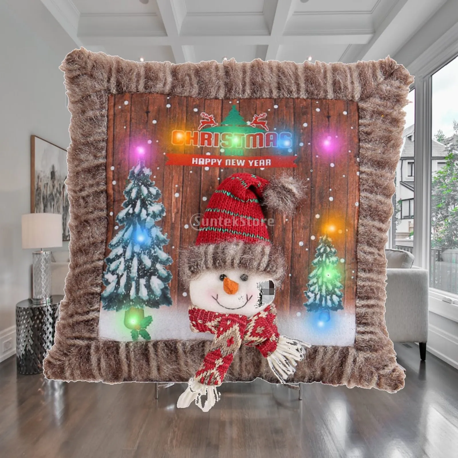 Christmas Pillow Case Plush Luminous Pillowcase Creative Soft Square Cushion