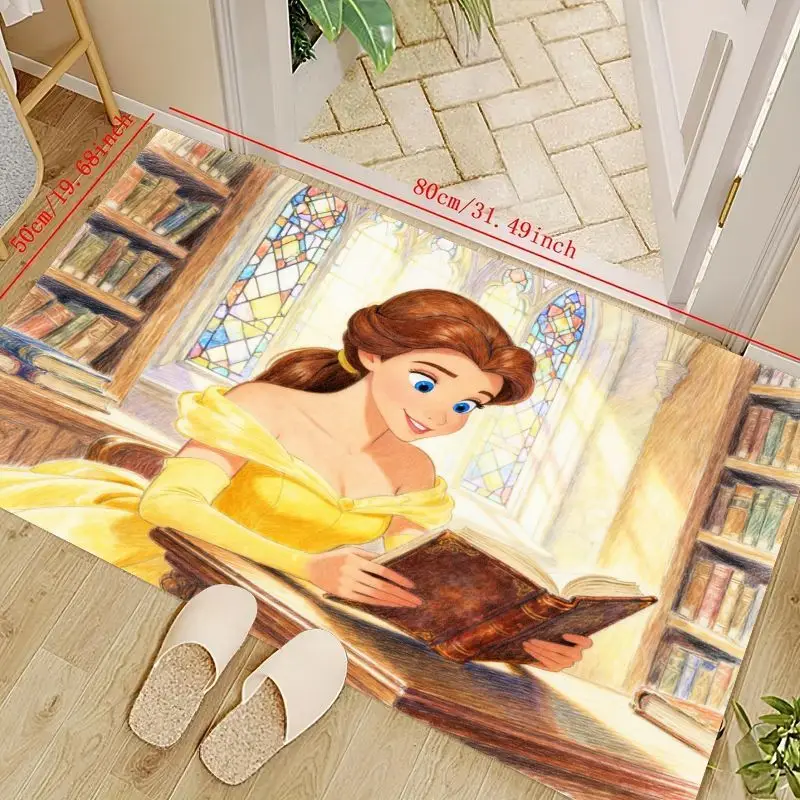 

1PC Disney Princess Belle Reading Carpet, Beauty and the Beast Library Scene Floor Mat for Kids Room, Bedroom & Living Room Home
