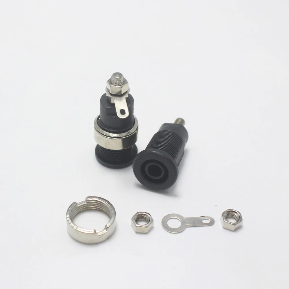 2pcs 4mm Terminal Binding Post Banana Socket Safety Pannel Jack Connector CATIII 1KV /MAX 32A Brass Nickel Plated