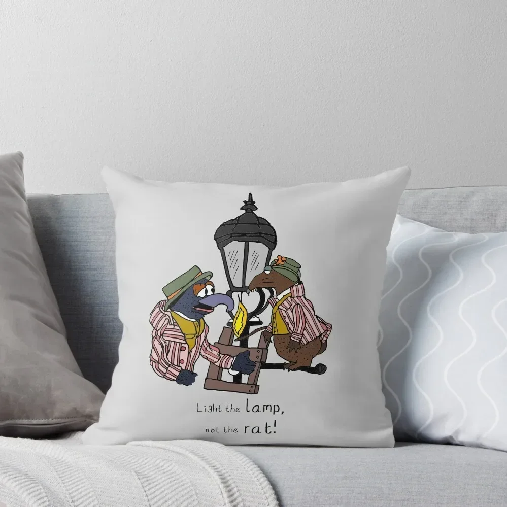 Light the lamp, not the rat! (with full lamp post) Throw Pillow home decor items Christmas Pillows pillow