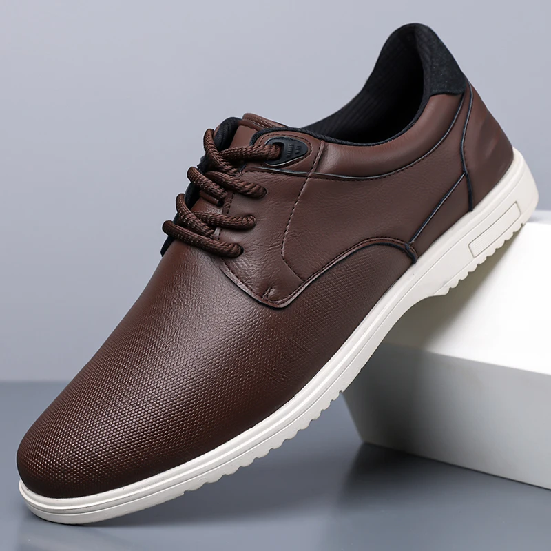 

Male Sneakers Autumn/Winter Traf Leather Men Casual Shoes Business Work Office Lace-up Dress Shoes for Men Size48