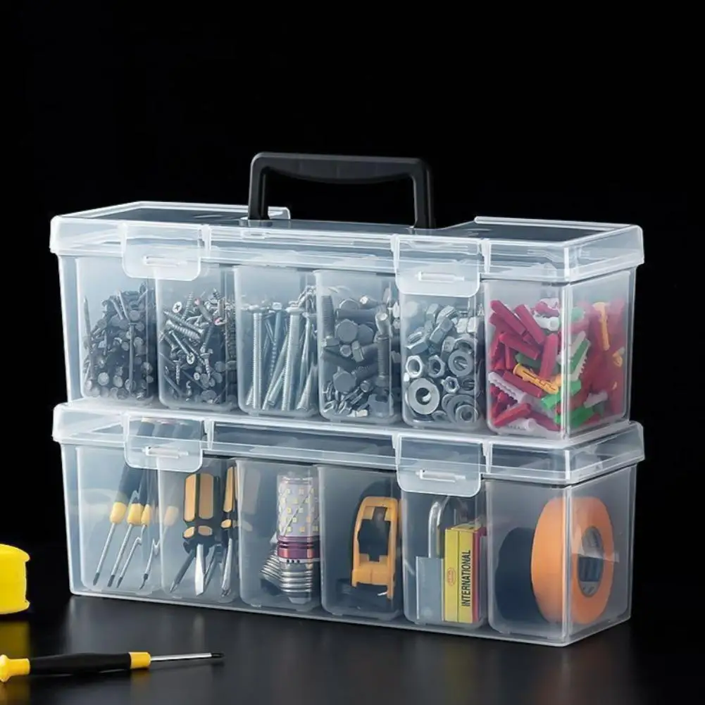 Professional 7-Piece Tool Organizer Set,Transparent Parts Storage with Dividers-Portable Case for Screws,Wrenches & DIY Hardware
